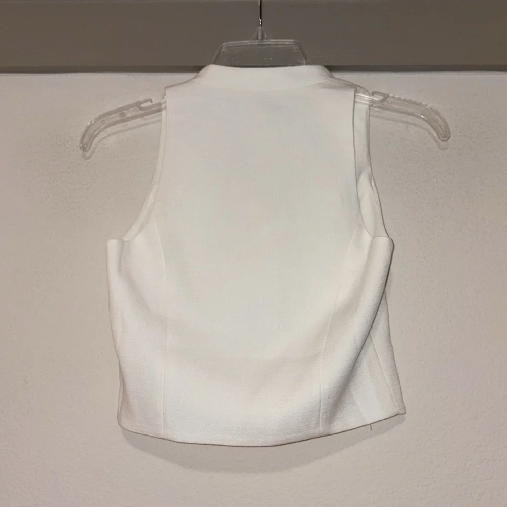 Love, Bonito Merlin Tweed Crop Vest in White SZ XS US 2 NWT - Picture 5 of 7